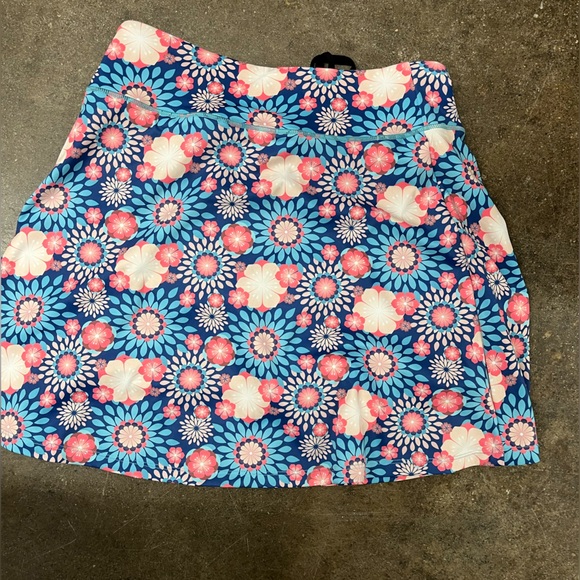 Floral Patterned Mini Skirt in Blue and Pink - Picture 1 of 6